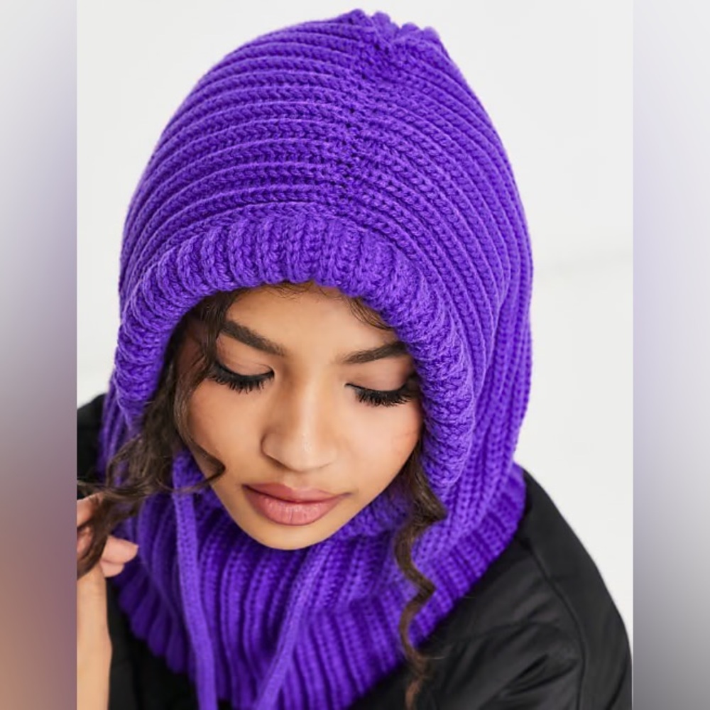 ASYOU chunky rib balaclava in purple